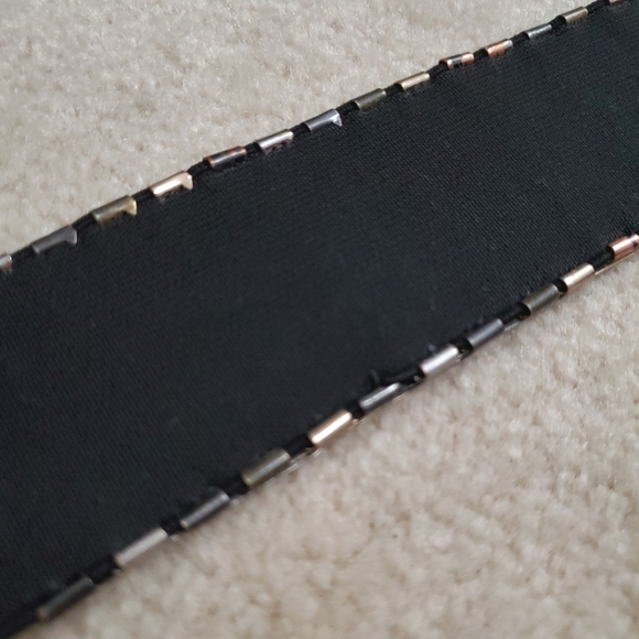 BCBG Maxazria metallic stretch waist belt S gold bronze silver metal scales - Picture 7 of 16